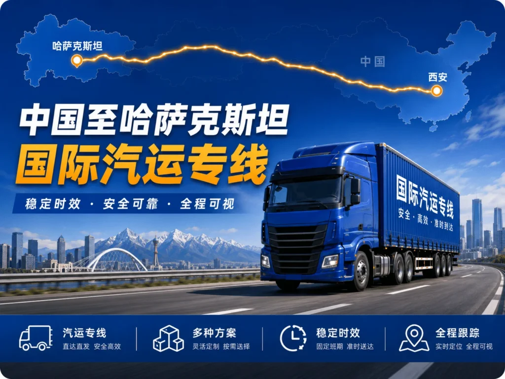 哈萨克斯坦专线 随着中国与中亚地区经贸合作持续深化，哈萨克斯坦已成为连接中国与欧亚市场的重要枢纽。越来越多的机械设备、建筑材料、汽车配件、电子产品、日用百货等货物通过国际汽运方式进入哈萨克斯坦市场。对于出口企业而言，选择一家拥有丰富经验、运输稳定、清关高效的国际物流服务商，不仅能够降低运输风险，也能有效提升整体供应链效率。哈萨克斯坦专线凭借时效稳定、覆盖广泛、成本合理等优势，已成为众多企业开展中亚贸易的重要物流渠道。 一、哈萨克斯坦专线运输服务介绍 哈萨克斯坦地处欧亚大陆中心，是“一带一路”沿线重要国家，也是中国企业开拓中亚市场的重要目标区域。国际汽运专线凭借灵活高效的运输模式，能够满足不同客户的物流需求。 （一）覆盖哈萨克斯坦主要城市 哈萨克斯坦专线可覆盖多个核心城市及工业区域，包括： ● 阿拉木图（Almaty） ● 阿斯塔纳（Astana） ● 奇姆肯特（Shymkent） ● 卡拉干达（Karaganda） 以上地区均可提供门到门运输服务，满足企业不同类型货物的配送需求 （二）适合多种货物运输 机械设备、工程建材、五金产品、汽车配件、电子产品、家具家电、纺织品以及工业原材料等货物均可通过哈萨克斯坦专线运输。针对大型设备和超限货物，还可制定专属运输方案，保障运输过程安全稳定。 （三）运输方式灵活高效 根据客户货量及运输需求，可安排整车运输、零担拼车运输以及项目物流运输服务。运输方案灵活，可满足不同规模企业发货需求，兼顾运输时效与成本控制，帮助客户实现更加高效稳定的物流配送。 二、哈萨克斯坦专线运输优势 成熟的国际运输网络与丰富的跨境物流经验，为货物安全、高效运输提供了有力保障。专业货代公司依托完善的运输体系和资源优势，能够合理规划运输路线，优化物流流程，为客户提供稳定、可靠且高效的国际物流服务。 （一）运输时效稳定 运输时效是企业选择国际物流服务的重要参考因素。稳定的运输安排不仅能够保障货物按时交付，还能够帮助企业合理规划库存和销售计划，提高整体供应链运作效率。 ● 固定班次发车：通过固定班次发车安排，货物能够按照既定计划及时出运，减少等待时间，提高发货效率。 ● 成熟运输线路：依托成熟稳定的运输线路资源，从国内提货、装车集运到跨境运输均有完善流程保障，确保运输过程顺畅有序。 ● 高效口岸通关：专业团队提前做好报关资料审核与申报工作，提升口岸通关效率，减少因手续问题造成的延误。 ● 全程动态跟踪：运输过程中实时跟进货物动态，及时处理各类突发情况，保障货物安全稳定抵达目的地。 凭借完善的运输组织能力和丰富的跨境物流经验，能够有效缩短整体运输周期，为客户提供更加稳定可靠的物流服务体验。 （二）运输成本更具竞争力 国际汽运兼顾运输时效与物流成本，能够满足大多数跨境贸易需求。相较于空运费用更低，相较于其他运输方式更加灵活，适合各类出口企业长期稳定发货使用。 （三）全程物流可视化管理 现代物流信息系统可实现运输过程实时追踪，客户能够随时查询货物位置、运输状态及预计到达时间。运输节点信息实时更新，便于企业合理安排收货计划，提高物流管理效率，让整个运输过程更加透明、安全、可控。 三、专业清关与报税服务 跨境物流涉及运输、报关、清关及税务申报等多个环节，每个流程都会影响货物交付时效。专业团队凭借丰富经验，可协助客户高效处理通关事务，减少延误风险，保障货物顺利、安全抵达目的地。 （一）出口报关服务 根据货物实际情况和出口国家要求，专业团队协助整理报关资料、商业发票、装箱单、合同及相关单证，确保信息准确完整。通过规范化申报流程和严格审核机制，有效降低申报错误风险，减少海关查验及通关延误情况，帮助货物顺利出口，提高整体物流运转效率。 （二）目的国进口清关服务 熟悉哈萨克斯坦海关政策及进口要求，为客户提供完整清关解决方案。从资料审核到海关申报，再到查验协调，均由专业人员负责处理，帮助客户节省时间和精力。 （三）双清包税服务 针对希望简化操作流程的客户，可提供双清包税物流服务。货物出口、国际运输、目的国清关以及税费缴纳均由物流公司统一办理，客户只需等待货物签收即可，实现更加省心的跨境物流体验。 四、选择正规货代公司的价值 国际运输链条较长，涉及运输、报关、清关及派送等多个环节。选择经验丰富的正规货代公司，能够有效保障运输质量和服务水平，减少运输风险，提高货物通关效率，确保货物安全、准时送达目的地。 （一）降低运输风险 专业物流企业拥有完善的运输管理体系和风险控制机制，能够根据货物特点制定科学运输方案。针对机械设备、电子产品、建材等不同类型货物，均可提供专业运输服务。同时配备经验丰富的操作团队，确保货物在装卸、运输及交付过程中更加安全稳定，有效降低运输风险。 （二）提高通关效率 拥有丰富实操经验的团队长期深耕中哈物流领域，熟悉两国海关政策、进出口法规以及各类货物的申报要求，能够根据实际运输情况提前制定合理方案。针对资料审核、税务申报、海关查验等环节进行专业处理，有效降低通关风险，提高货物放行效率，减少因手续不完善导致的延误问题，保障货物顺利抵达目的地。 （三）提供一站式物流解决方案 从提货、仓储、报关、运输、清关到最终派送，实现全流程服务管理。专业团队统一协调各环节操作，确保货物运输衔接顺畅，减少沟通成本和时间损耗。客户无需对接多个供应商，即可享受一站式物流服务，有效提升运输效率和管理便利性，从而将更多精力投入市场拓展、客户维护及核心业务发展。 五、哈萨克斯坦专线助力企业拓展中亚市场 随着中亚市场持续发展，越来越多中国企业开始布局哈萨克斯坦及周边国家。稳定高效的国际物流服务已经成为企业开拓海外市场的重要支撑力量。 （一）满足企业长期出口需求 针对长期出口客户，可根据货物类型、运输频率及市场需求制定专属物流方案，合理规划运输路线和发运周期，有效控制物流成本，提高运输时效与货物安全性。同时，通过稳定的运输资源配置和专业服务支持，帮助企业建立高效、可靠的国际供应链体系，为持续拓展哈萨克斯坦及中亚市场提供有力保障。 （二）支持大型项目物流运输 对于工程建设项目、生产线设备运输以及大型机械出口，可提供专业项目物流服务。涵盖运输方案制定、路线规划、装卸协调、跨境运输及现场交付等环节，确保货物安全、高效抵达目的地。 （三）建立长期合作物流体系 持续稳定的物流服务能够帮助企业优化供应链管理，提高货物交付效率，增强客户信任度。专业货代公司凭借丰富经验和完善网络，为企业开拓哈萨克斯坦及中亚市场提供有力支持。 如果您正在寻找正规专业的国际货代公司，希望获得完整的运输、清关、报税及派送服务，我们将为您提供高效、安全、稳定的一站式哈萨克斯坦专线物流解决方案。凭借丰富的中亚物流经验和完善的服务体系，帮助您的货物快速抵达目的地，为企业国际贸易发展提供坚实保障。 咨询电话：400-115-8661 邮箱：logistics@duotrans.cn